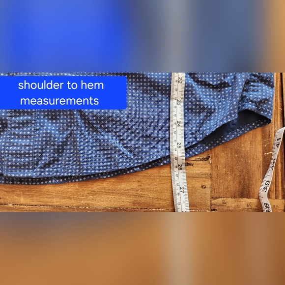 DOCKERS - Shirt L Blue White Geometric Button-up, 1 Pocket, Embroidered Logo - Picture 13 of 13